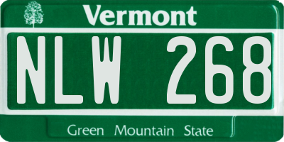 VT license plate NLW268