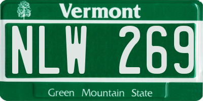 VT license plate NLW269