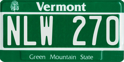 VT license plate NLW270