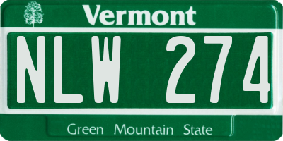VT license plate NLW274