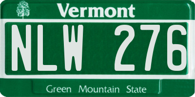 VT license plate NLW276