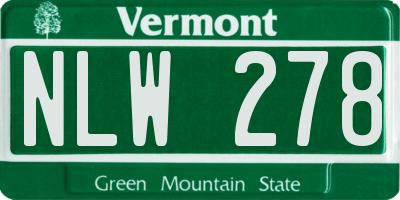VT license plate NLW278
