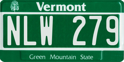 VT license plate NLW279