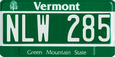 VT license plate NLW285