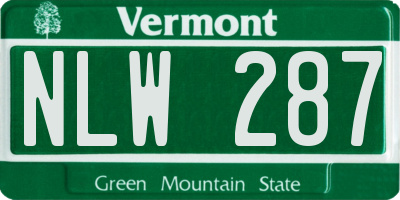 VT license plate NLW287