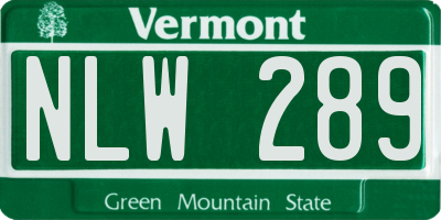 VT license plate NLW289