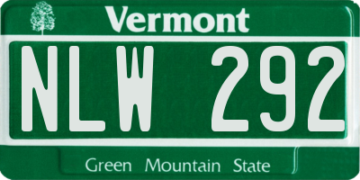VT license plate NLW292