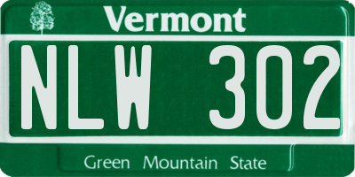 VT license plate NLW302
