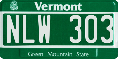 VT license plate NLW303
