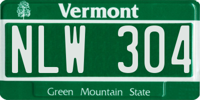 VT license plate NLW304