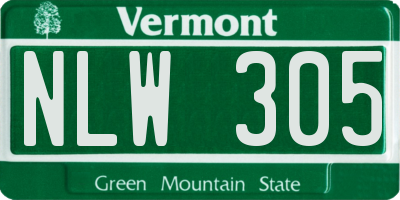 VT license plate NLW305