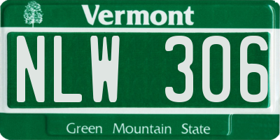 VT license plate NLW306