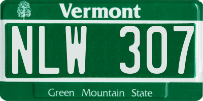 VT license plate NLW307