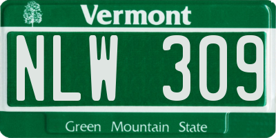 VT license plate NLW309
