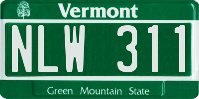 VT license plate NLW311