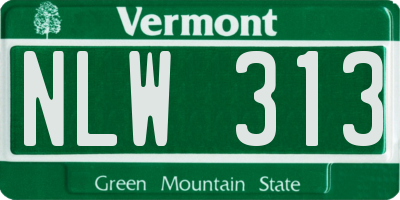 VT license plate NLW313