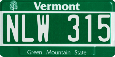 VT license plate NLW315