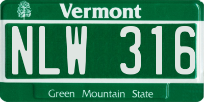 VT license plate NLW316