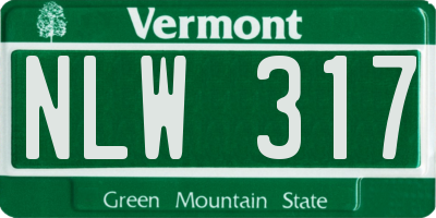 VT license plate NLW317