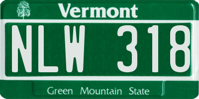 VT license plate NLW318
