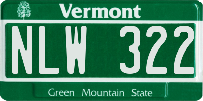 VT license plate NLW322
