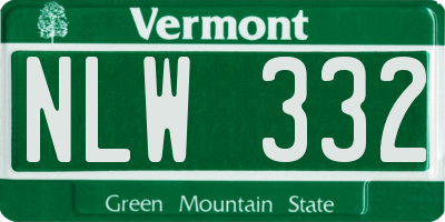 VT license plate NLW332