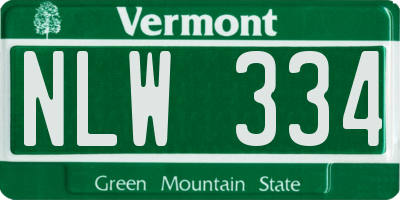 VT license plate NLW334