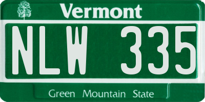 VT license plate NLW335