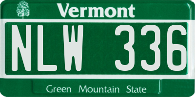 VT license plate NLW336