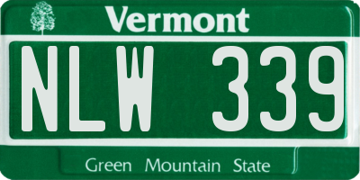 VT license plate NLW339