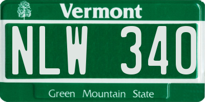VT license plate NLW340