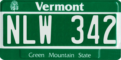 VT license plate NLW342