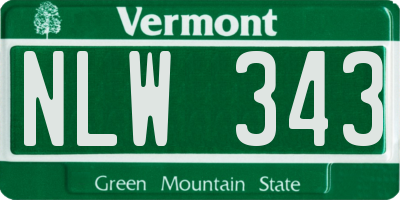 VT license plate NLW343