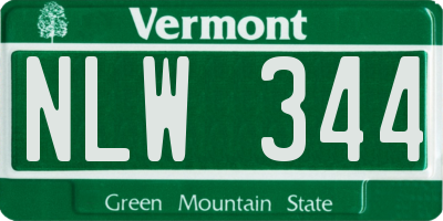 VT license plate NLW344
