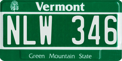 VT license plate NLW346