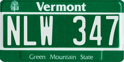VT license plate NLW347