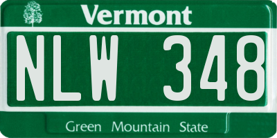 VT license plate NLW348