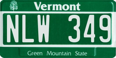 VT license plate NLW349