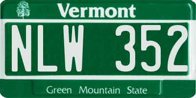 VT license plate NLW352