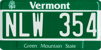 VT license plate NLW354