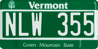 VT license plate NLW355