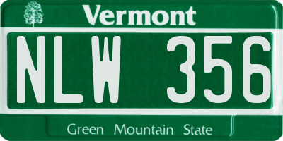 VT license plate NLW356