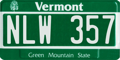 VT license plate NLW357