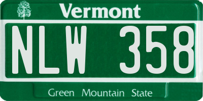 VT license plate NLW358