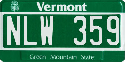 VT license plate NLW359