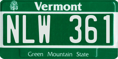 VT license plate NLW361