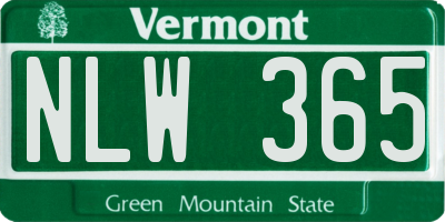 VT license plate NLW365