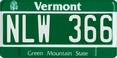 VT license plate NLW366