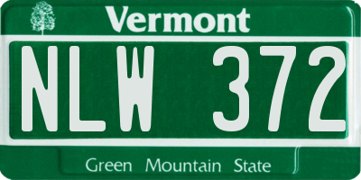 VT license plate NLW372