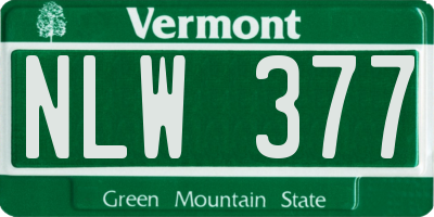 VT license plate NLW377